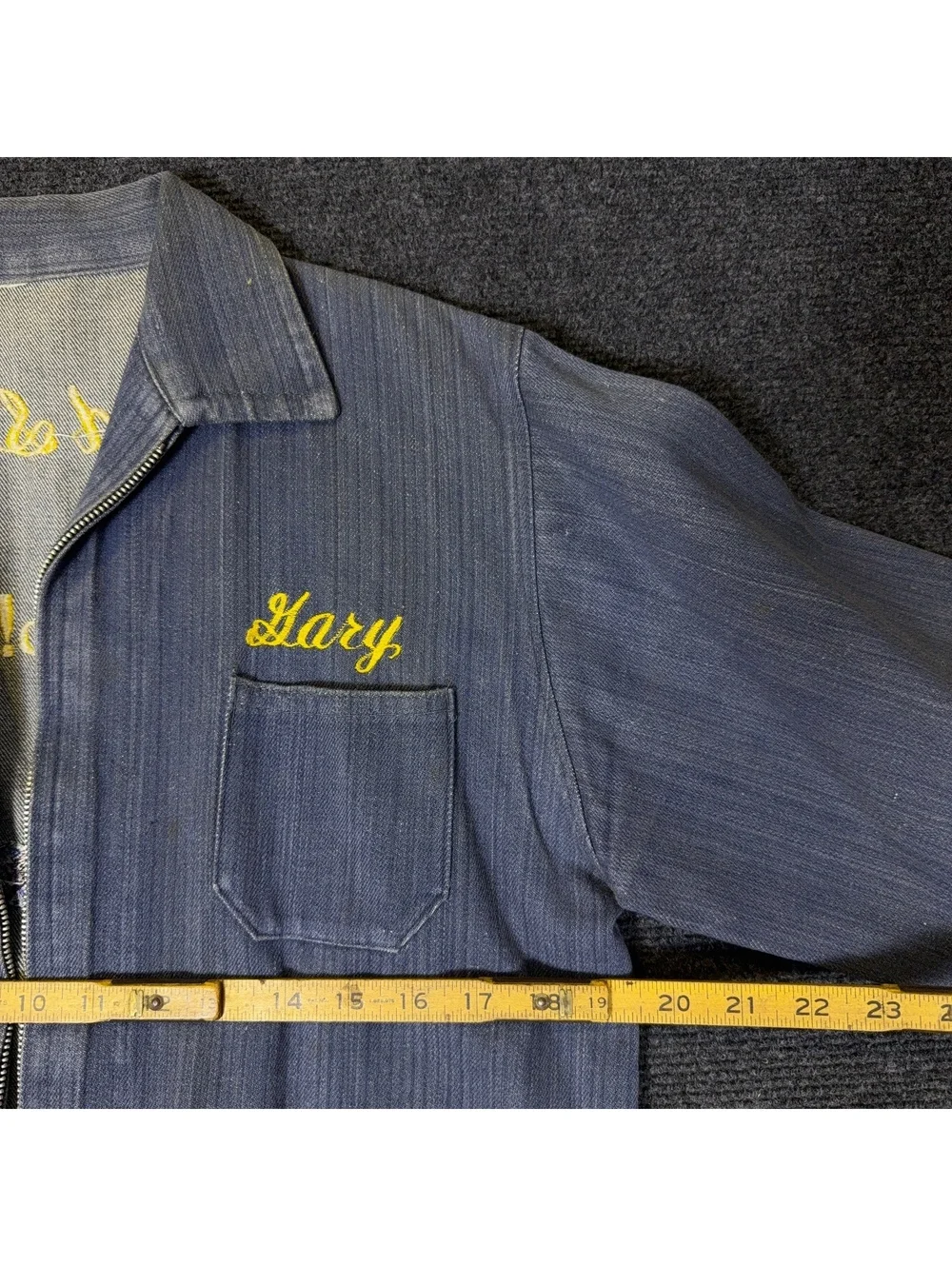 1960s US NAVY Vietnam Road Runner Chain Stitched Denim Jacket Medium